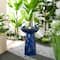 Glitzhome® 24.75" LED Cobalt Blue Twist Ceramic Birdbath Outdoor Floor Fountain